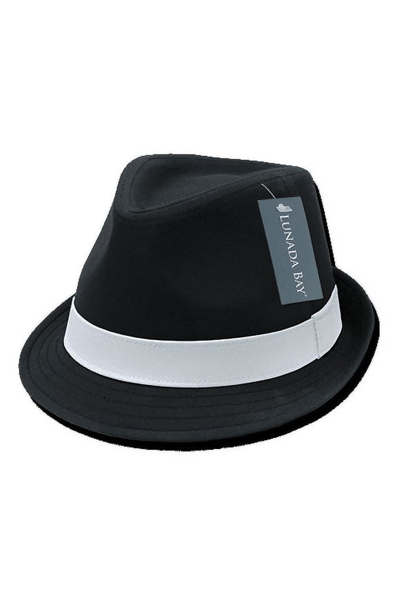 Men's Basic Poly Woven Fedora Hats Black/White