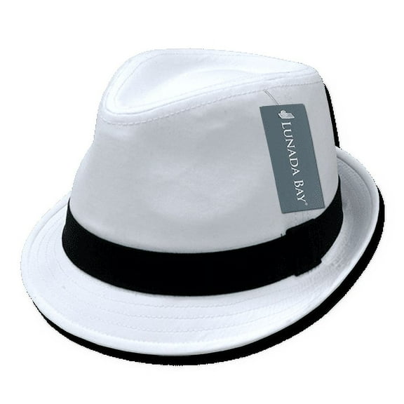 Men's Basic Poly Woven Fedora Hats White/Black