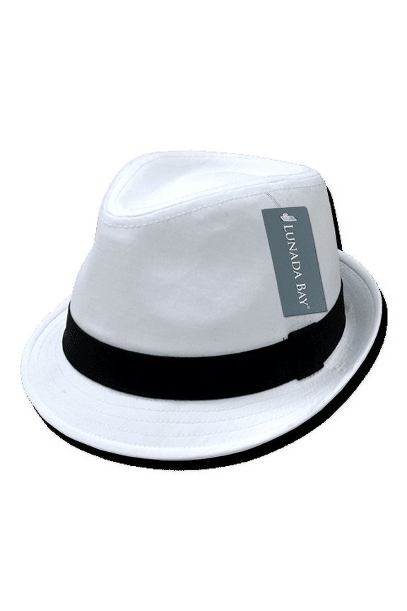 Men's Basic Poly Woven Fedora Hats White/Black
