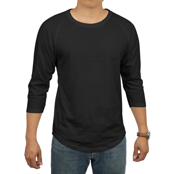 Men's Basic Raglan 3/4 Sleeve Tee Shirts Baseball Solid Athletic Crew Neck