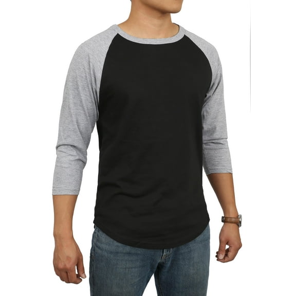 Men's Basic Raglan 3/4 Sleeve Tee Shirts Baseball Solid Athletic Crew Neck