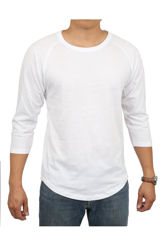 Men's Basic Raglan 3/4 Sleeve Tee Shirts Baseball Solid Athletic Crew Neck