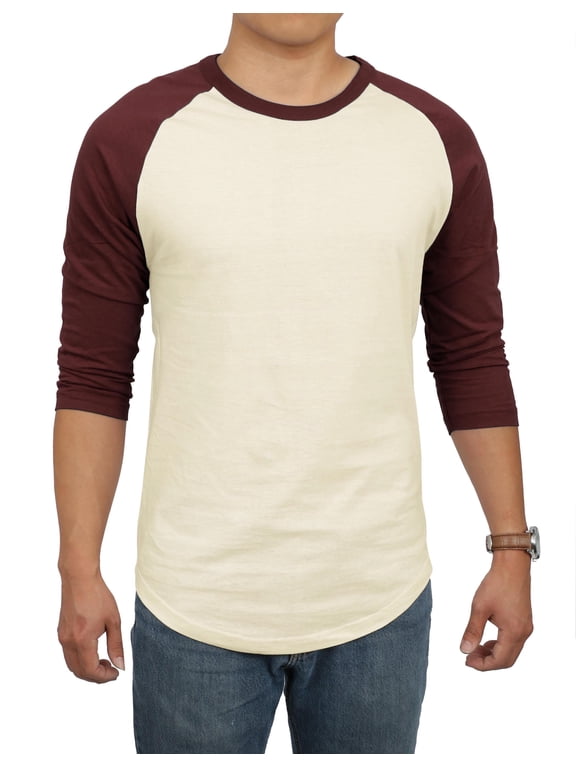 Men's Basic Raglan 3/4 Sleeve Tee Shirts Baseball Solid Athletic Crew Neck
