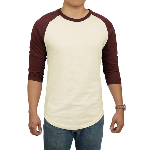 Men's Basic Raglan 3/4 Sleeve Tee Shirts Baseball Solid Athletic Crew Neck