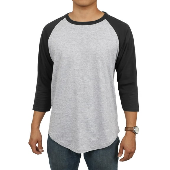Men's Basic Raglan 3/4 Sleeve Tee Shirts Baseball Solid Athletic Crew Neck