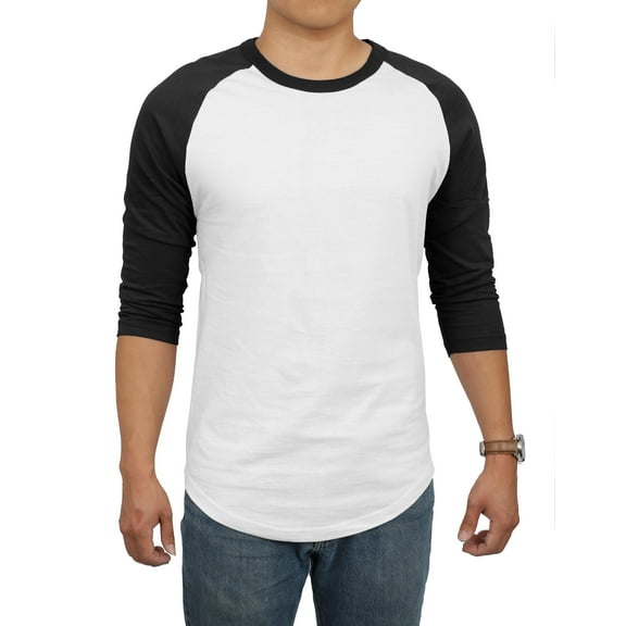 Men's Basic Raglan 3/4 Sleeve Tee Shirts Baseball Solid Athletic Crew Neck