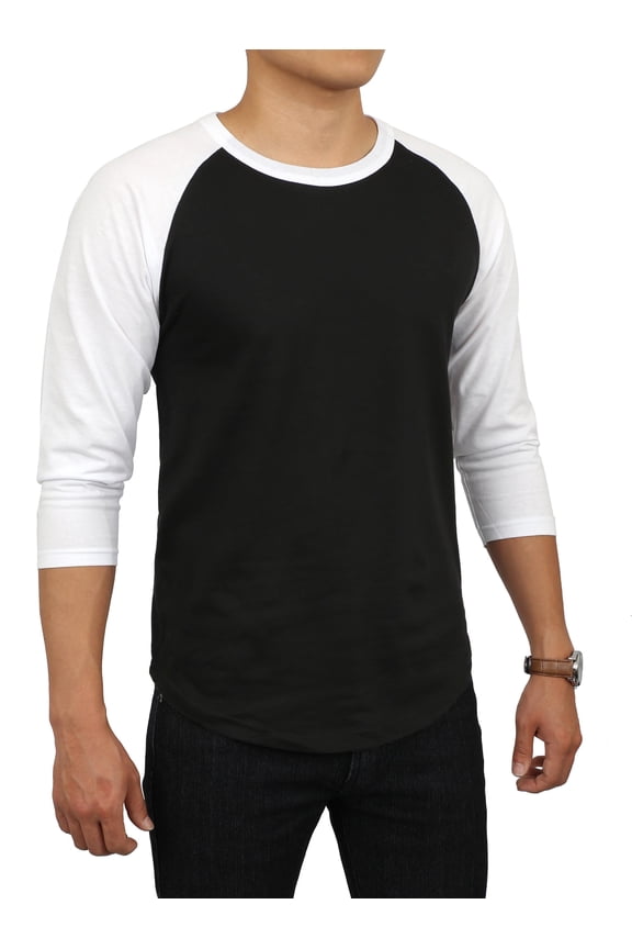 Men's Basic Raglan 3/4 Sleeve Tee Shirts Baseball Solid Athletic Crew Neck