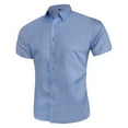 thumbnail image 1 of Men's Basic Short Sleeve Dress Shirt Casual Solid Color Wrinkle-Free Regular Fit Button Down Stretch Business Shirts, 1 of 3