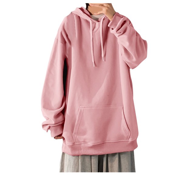 Men's Basic Solid Oversize Pullover Hoodie Thermal Hooded Sweatshirt Plus Size Fuzzy Sweatshirt Outwear with Pocket