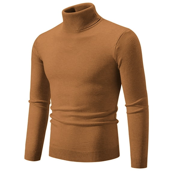 Men's Basic Solid Turtleneck Sweaters Slim Fit Long Sleeve Fall Winter Cable Knitted Pullover Baselayer Tops