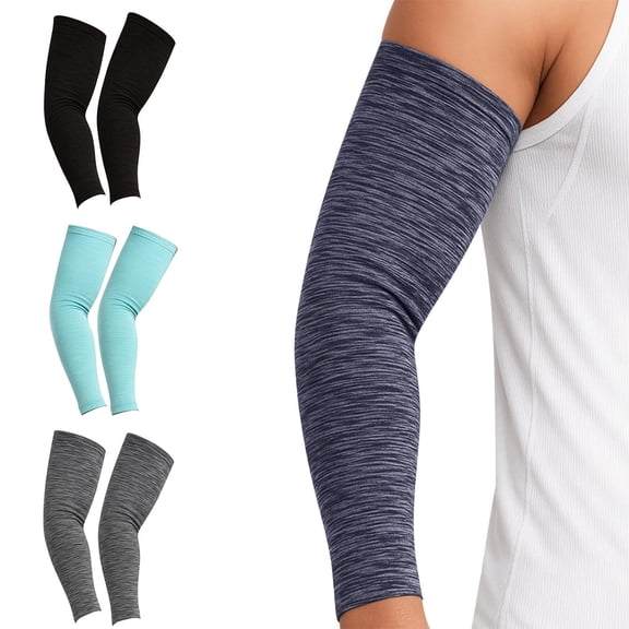 Men's Basic Sun Protection Cooling Arm Sleeves UPF 50+ UV Guard Elastic Lightweight Arm Covers for Outdoor Activities Free Size