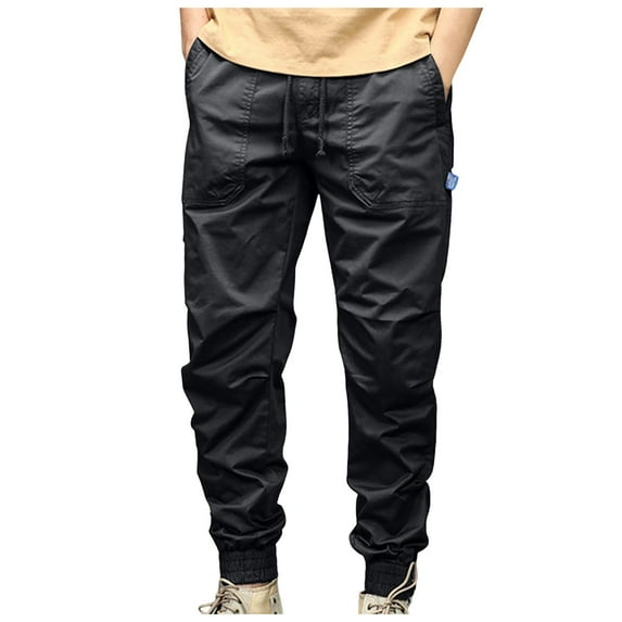 Men's Basic Tech Woven Track Jogger Pants, Quick Dry, Lightweight, Stretchable