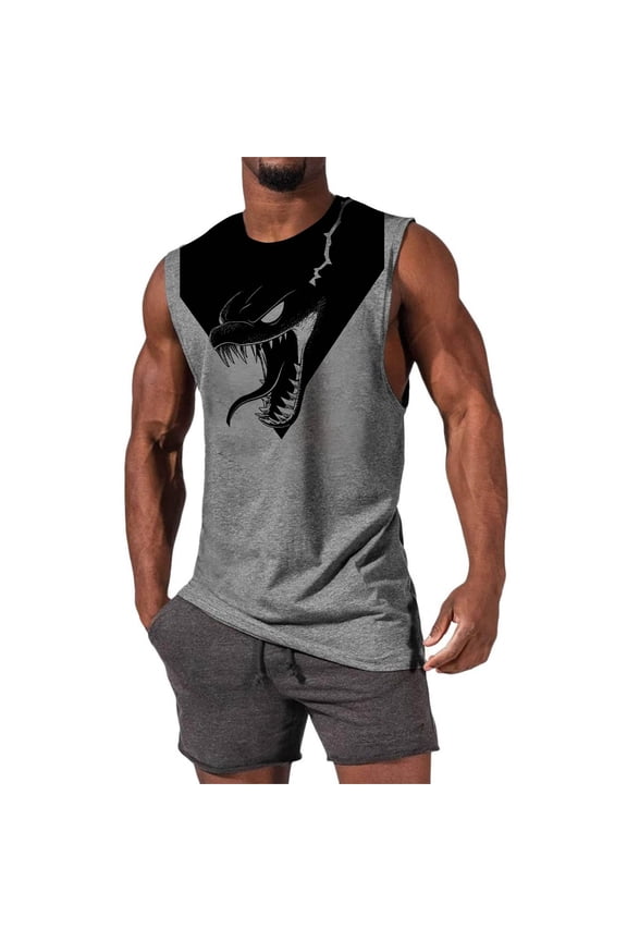 Men's Sleeveless Tank Men's Basic Tops Ribbed Knit Scoop Neck Tank Undershirt Printed Personalized Fashion T-Shirt