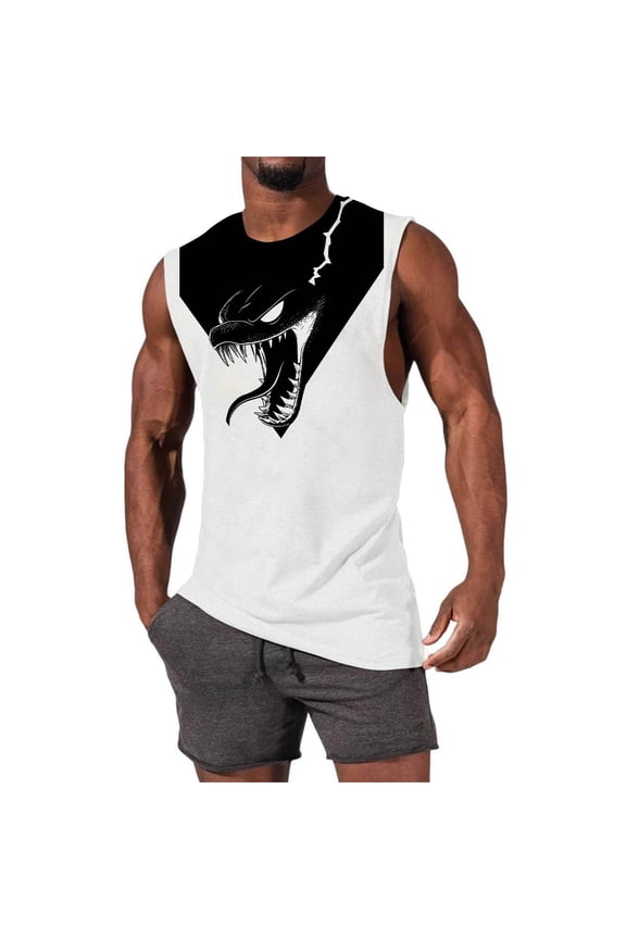 Men's Sleeveless Tank Men's Basic Tops Ribbed Knit Scoop Neck Tank Undershirt Printed Personalized Fashion T-Shirt