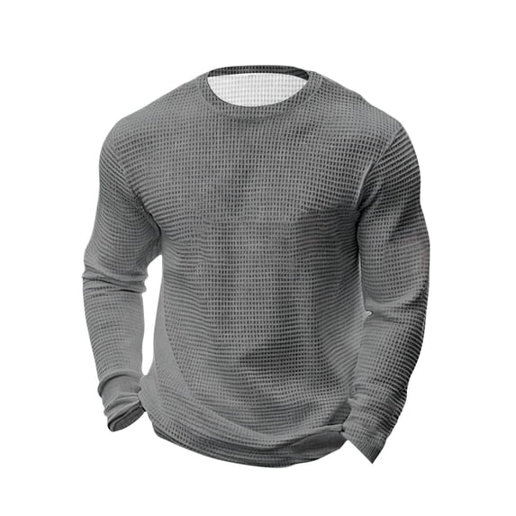 Men's Basic Waffle Sweatshirt, Loose Fit Workout Pullover Tops Long Sleeve Crewneck Shirt, Solid Colour Jumper Comfortable Casual Loungewear Leisure Oversized SweatshirtsS-5XL