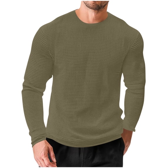 Men's Basic Waffle Sweatshirt, Loose Fit Workout Pullover Tops Long Sleeve Crewneck Shirt, Solid Colour Jumper Comfortable Casual Loungewear Leisure Oversized SweatshirtsS-5XL