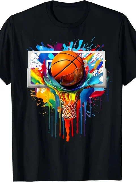 Men's Basketball Dunk Tie-Dye Splash Print Tee Black