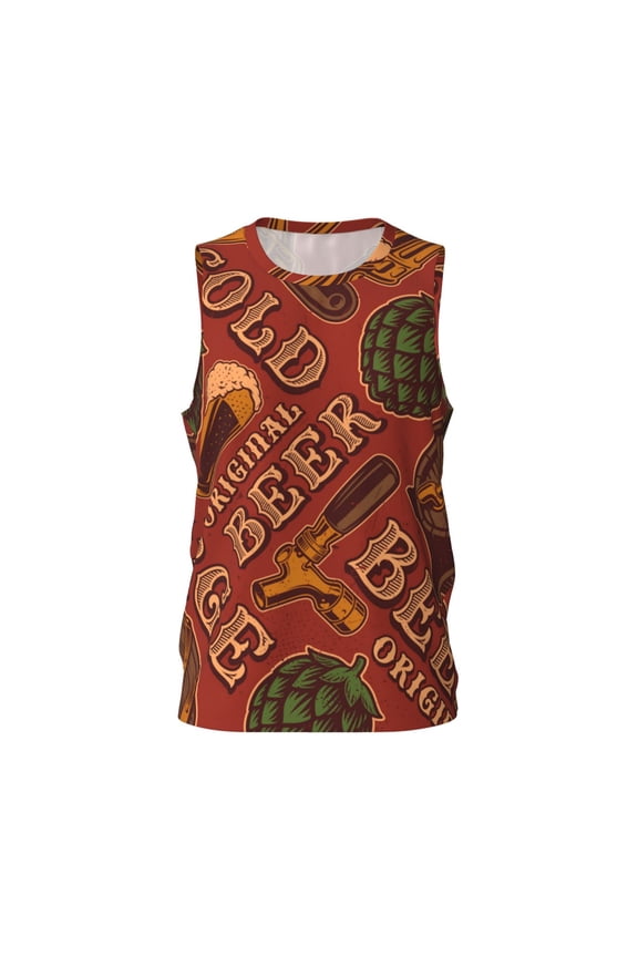 Men's Basketball Jersey Athletic Sleeveless Tank Top Sports Shirt, Cold Beer Vintage