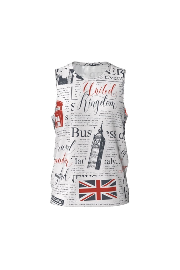 Men's Basketball Jersey Athletic Sleeveless Tank Top Sports Shirt, Uk And London British Vintage Newspaper