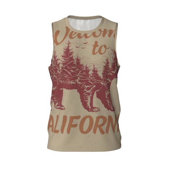 Men's Basketball Jersey Breathable Athletic Sleeveless Tank Top, California Bear Vintage Mountain