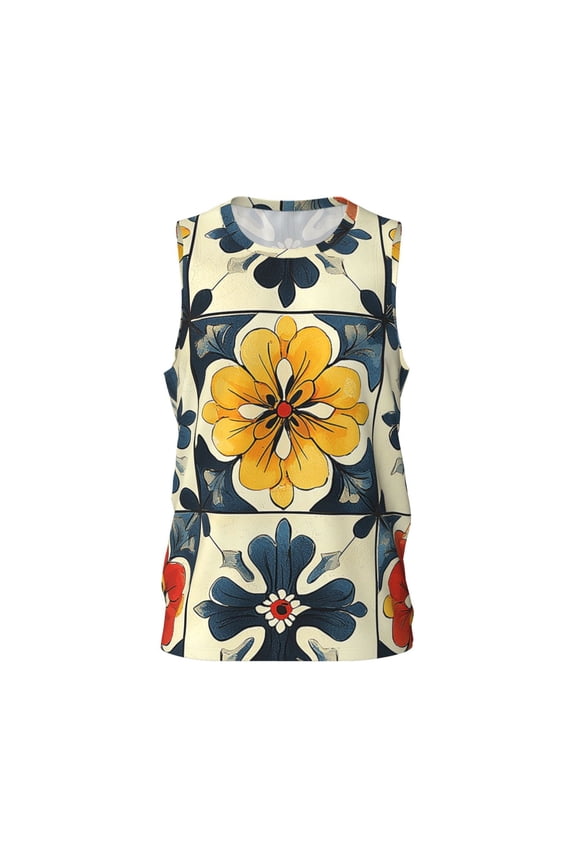Men's Basketball Jersey Breathable Athletic Sleeveless Tank Top, Italian Theme Pattern
