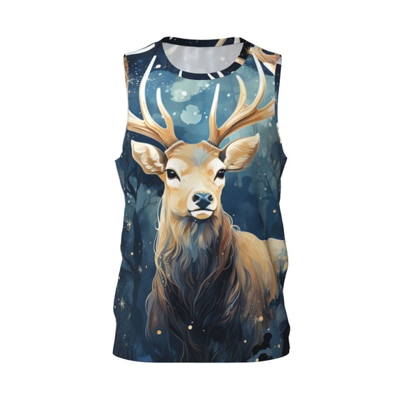 Men's Basketball Jerseys Team Practice Sports Uniform Tank Tops, Antler Whitetail Deer Hunting Art