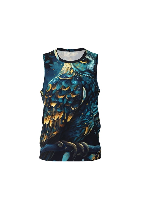 Men's Basketball Jerseys Team Practice Sports Uniform Tank Tops, Owl Sky Tree Art
