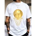 thumbnail image 1 of Men's Basketball Net Printed T-Shirt, Graphic Tee Summer Tops, Crew Neck, 1 of 5