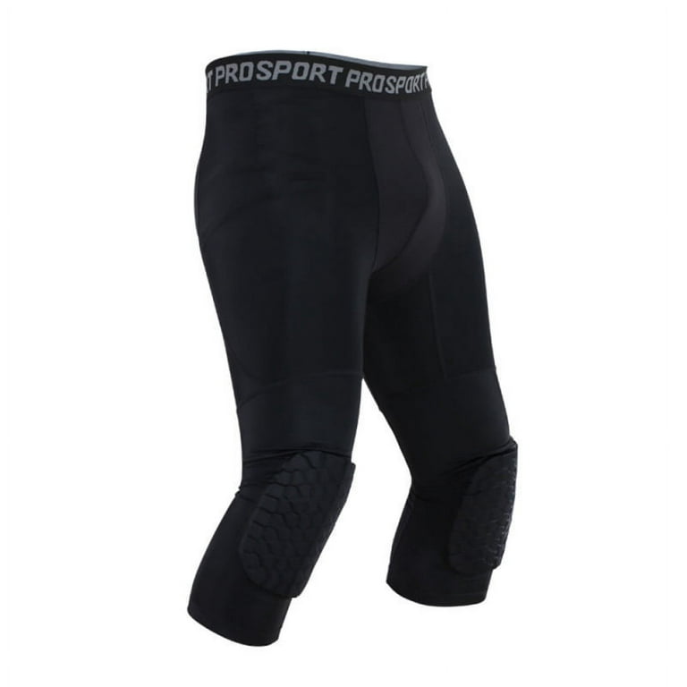 Basketball Pants Knee Pads 3/4 Capri Compression Tight Leggings for Kid  Teenager
