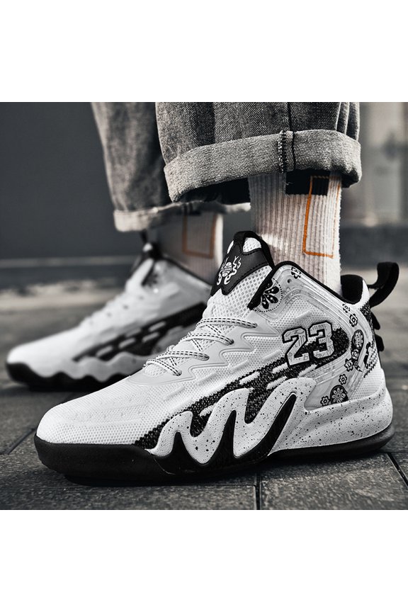 Men's Basketball Shoes Low-Top Sneakers with Non-Slip Cushioning Sole & Breathable Lightweight - Suitable for Training, Competition, Running, Gym - Lace-Up Athletic Footwear with Sole for Court Sport