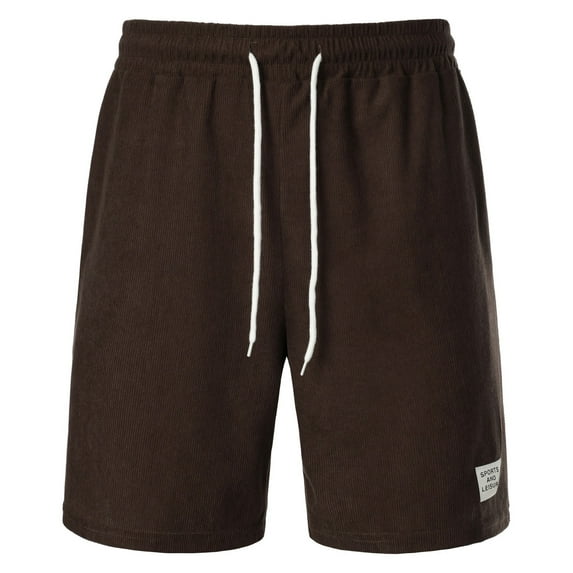 Men's Basketball Shorts, 11" Athletic Shorts, Lightweight Corduroy Shorts, Knee-Length, with Pockets, Solid Loose Wide Leg Shorts (Coffee, XL)