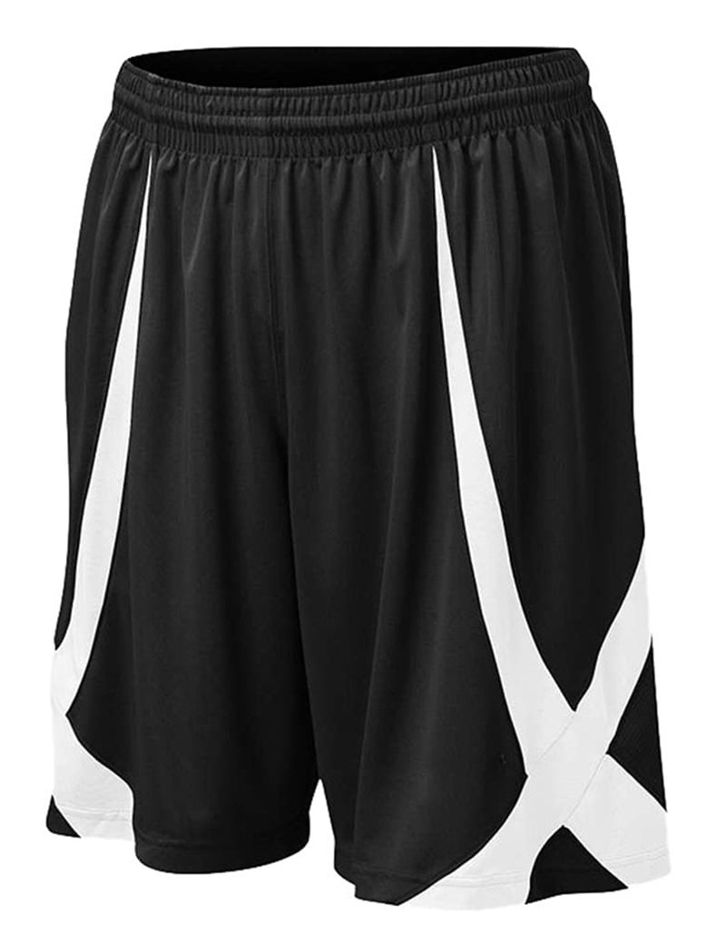 Men's Basketball Shorts, Active Running Shorts, Jersey Short, No Pockets-Black-XXL  