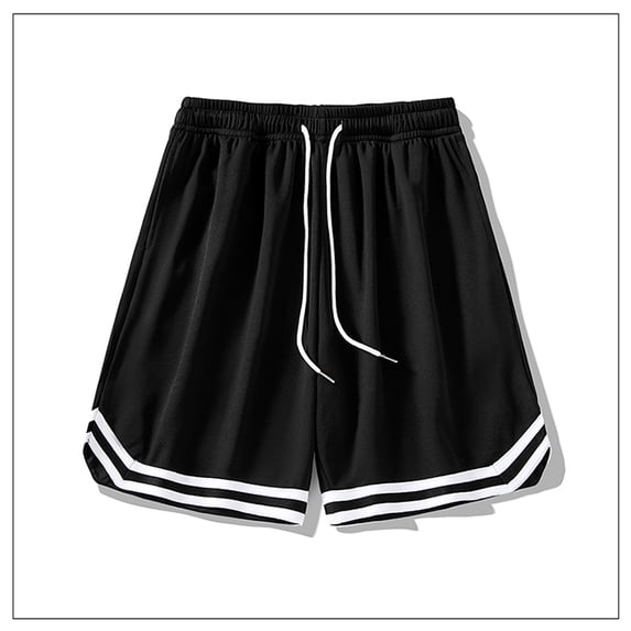 Men's Basketball Shorts, Athletic Mesh Quick Dry Shorts with Drawstring, Striped Trim Loose Fit Casual Sports Shorts S-3XL