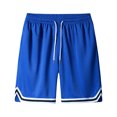 thumbnail image 1 of Men's Basketball Shorts, Athletic Mesh Quick Dry Shorts with Drawstring, Striped Trim Loose Fit Casual Sports Shorts S-3XL, 1 of 7