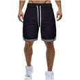 thumbnail image 1 of Men's Basketball Shorts with Zipper Pockets Lightweight Quick Dry Mesh Athletic Running Drawstring Shorts Black M, 1 of 3