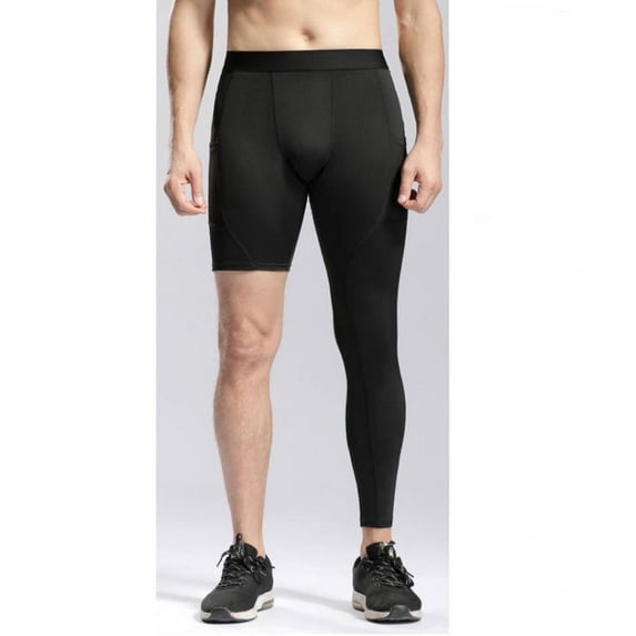 Men's Basketball Single Leg Tight Sports Pants 1/2 One Leg Compression Pants Athletic Base Layer Underwear Left Short Right Long(Left Long Right Short)