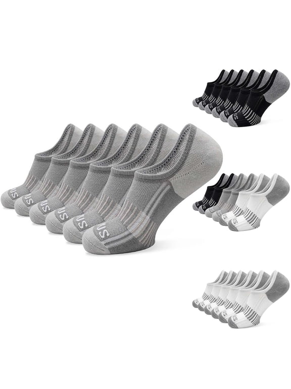 Men's Basketball Socks, No Show Breathable Athletic Socks with Moisture Wicking Design, Running Casual Sports Fitness Wear, 6 Pairs | JASKFLY,Black Free Size
