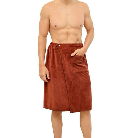 Men's Bath Skirt Microfiber Buckle Design Towel Bathrobe for Hotel Household