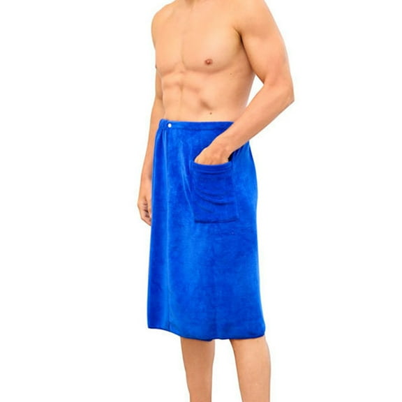 Men's Bath Skirt Microfiber Buckle Design Towel Bathrobe for Hotel Household