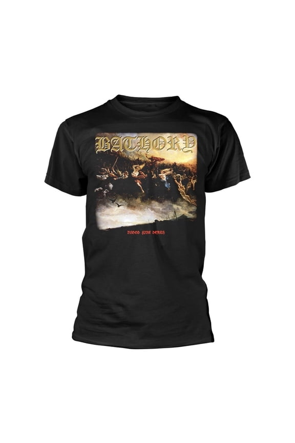 Men's Bathory Blood Fire Death T-shirt Medium Black