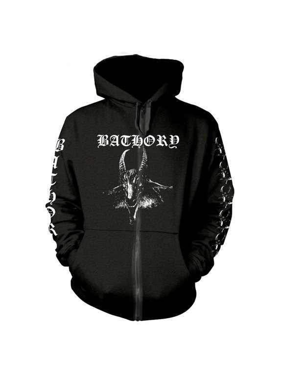 Men's Bathory Goat Zippered Hooded Sweatshirt X-Large Black