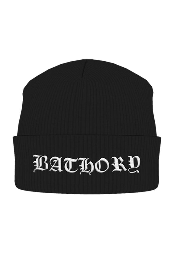 Men's Bathory White Logo (embroidered) Beanie Black
