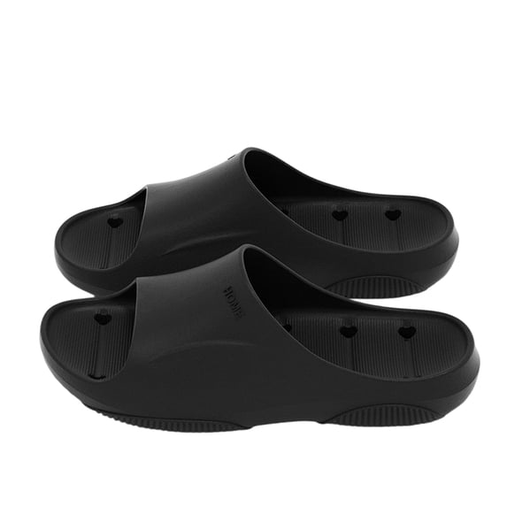 Men's Bathroom Slippers Non-Slip Shower Shoes with Drainage Holes, Lightweight Quick Dry EVA Indoor House Slides for Home Pool Gym (Black, 40)