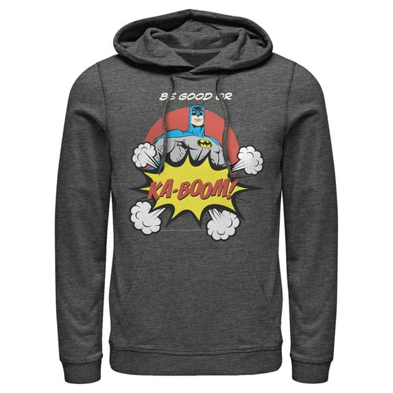 Men's Batman Be Good or Kaboom Pull Over Hoodie Charcoal Heather 3X Large