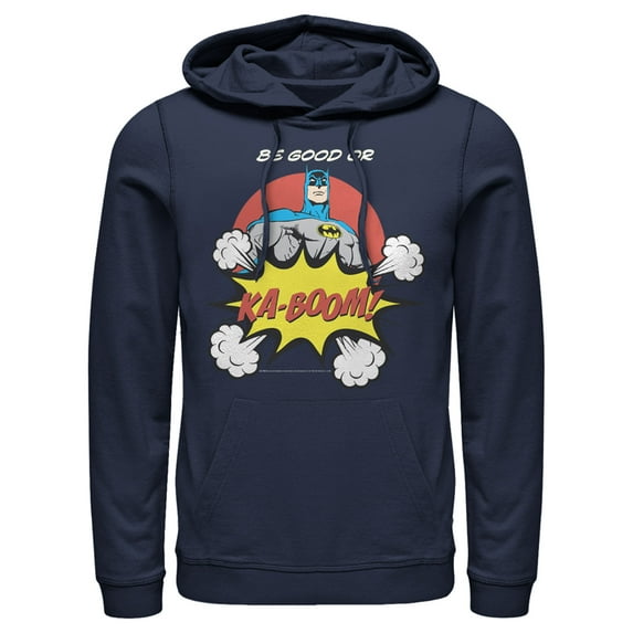 Men's Batman Be Good or Kaboom Pull Over Hoodie Navy Blue Small