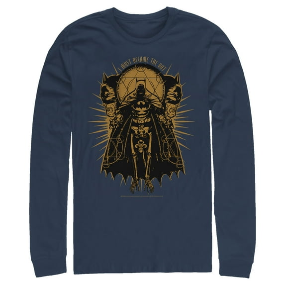 Men's Batman Become the Bat Long Sleeve Shirt Navy Blue 2X Large