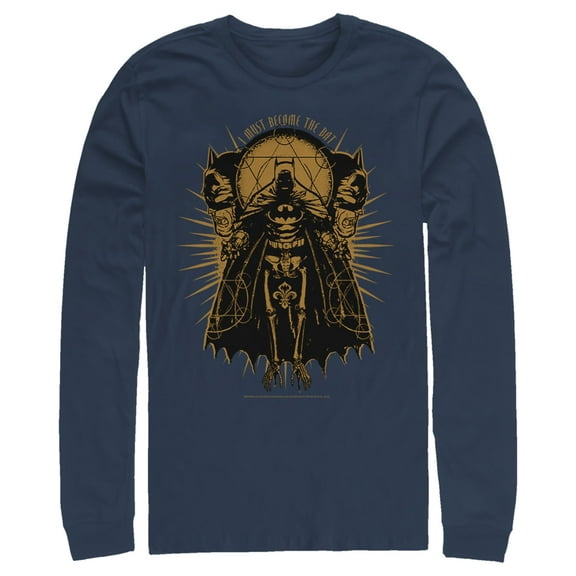 Men's Batman Become the Bat  Long Sleeve Shirt Navy Blue Small