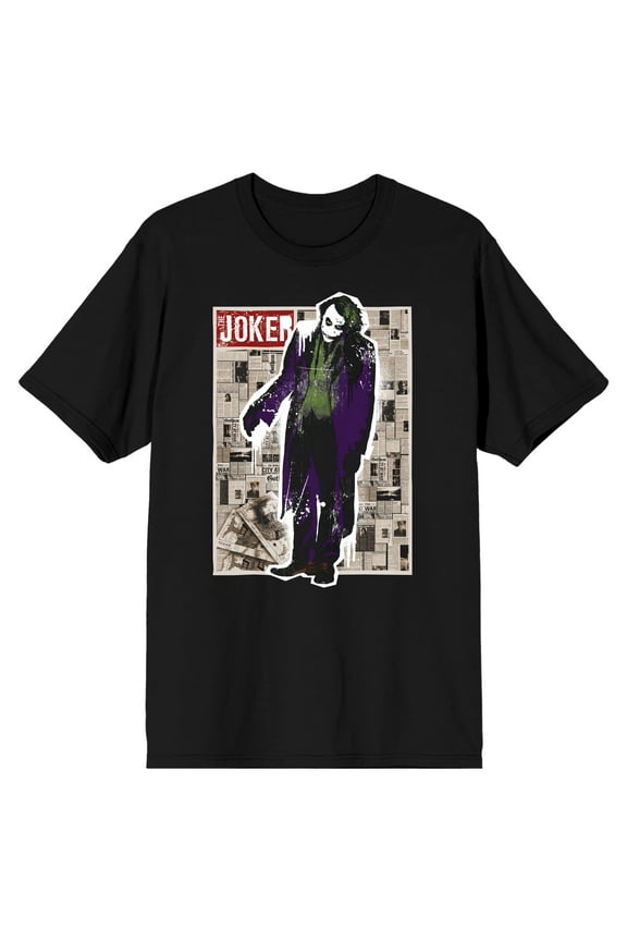 Men's Batman Black Graphic Tee, Joker in the News-M