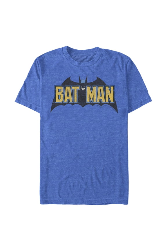 Men's Batman Caped Crusader Logo  Graphic Tee Royal Blue Heather 3X Large