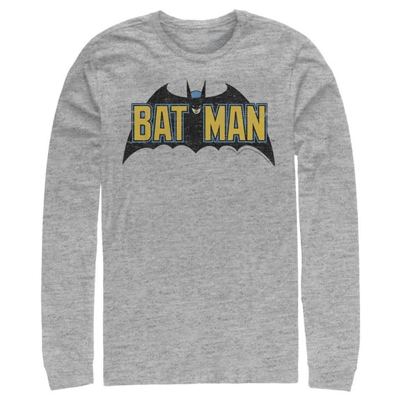 Men's Batman Caped Crusader Logo Long Sleeve Shirt Athletic Heather Large